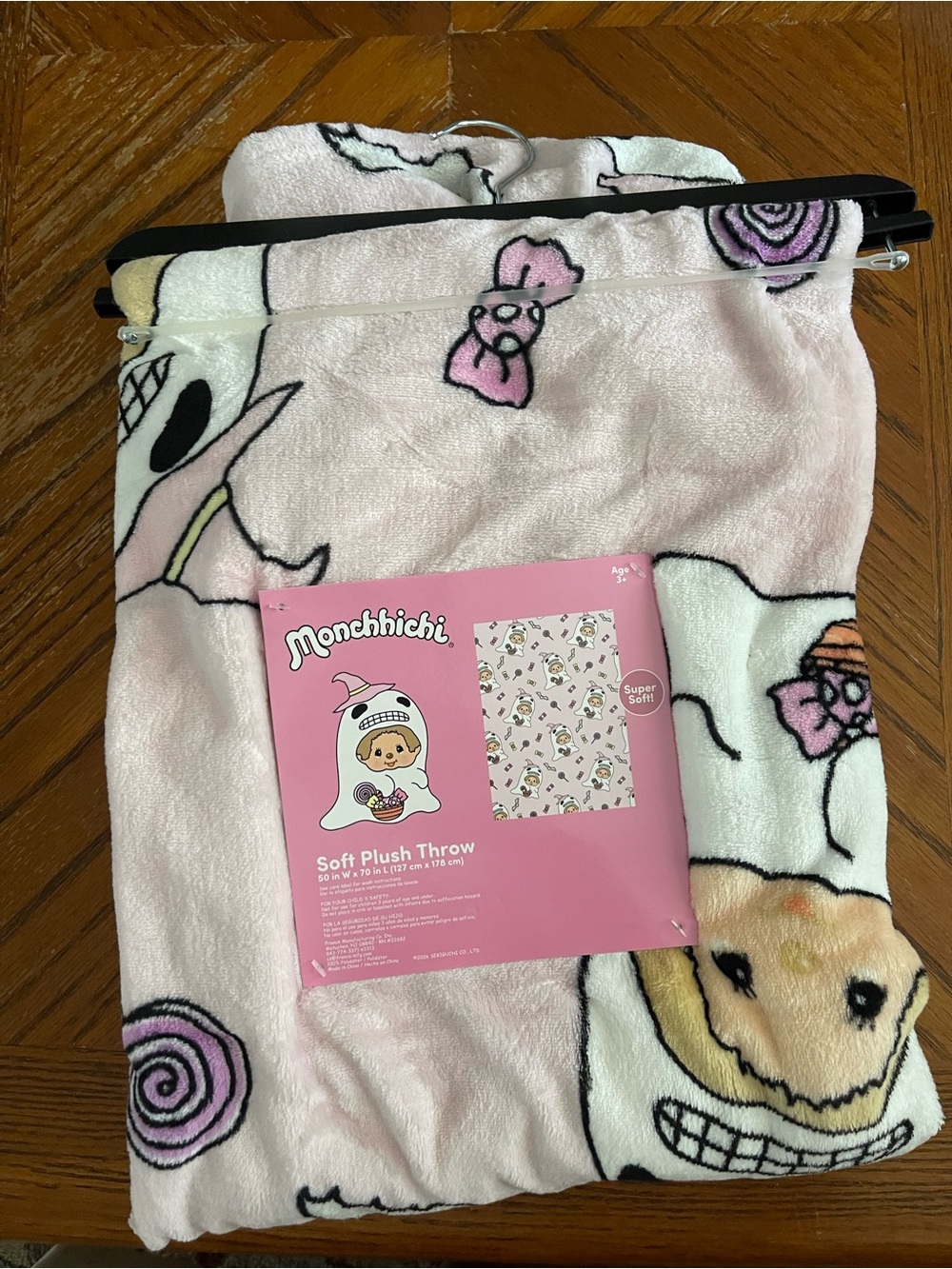 Monchhichi Pink Soft Plush Throw Blanket